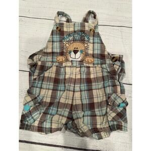 BT Kids Plaid Short Overalls Size 3-6 months Guc